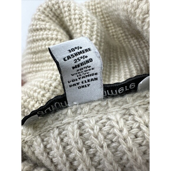 Autumn Cashmere Cowl Neck Sweater Knit Beige Faux Suede Elbow Patch Womens XL - Picture 11 of 11